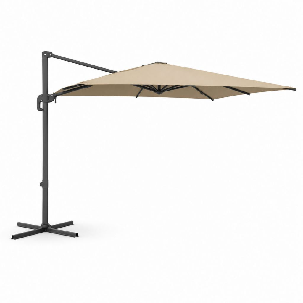 Ombrellone da giardino a braccio laterale rettangolare 300 x 400 cm in poliestere beige con telaio in alluminio antracite