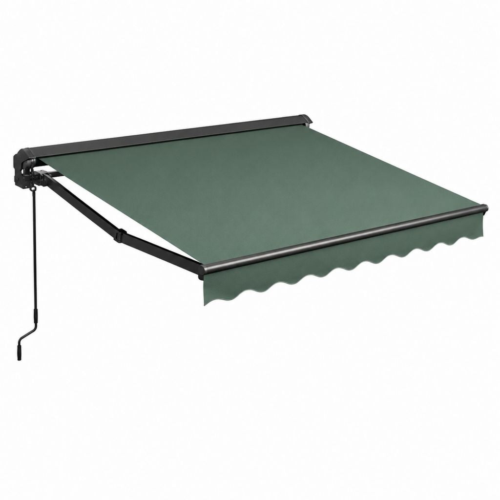 Tenda da sole retrattile manuale rettangolare in poliestere e metallo, verde e antracite, 300 x 250 cm