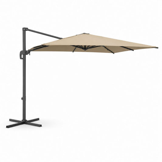 Ombrellone da giardino a braccio laterale rettangolare 300 x 400 cm in poliestere beige con telaio in alluminio antracite